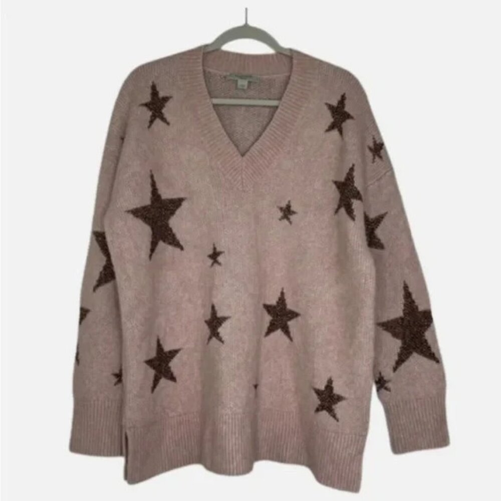 All Saints Star V Jumper Pashmina Pink Alpaca/Wool Blend Brushed Sweater